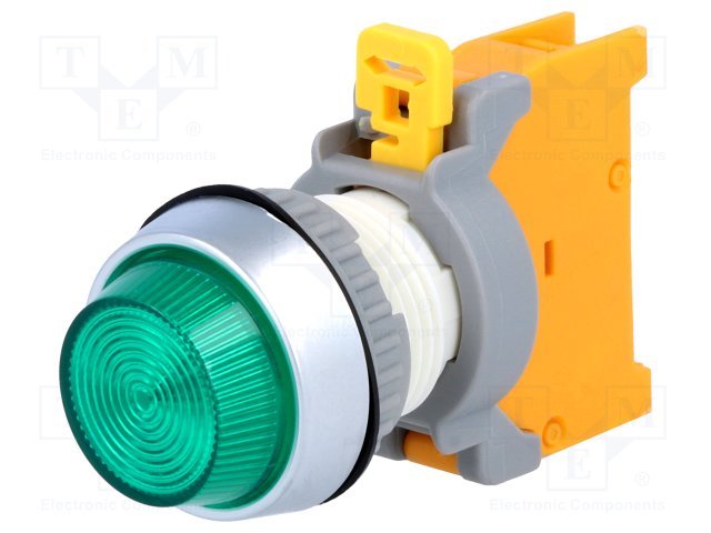 Indikāciju lampiņa uz paneļa, BA9S, zaļa, 22mm, IP65, lampiņa ir pasūtāma atsevišķi