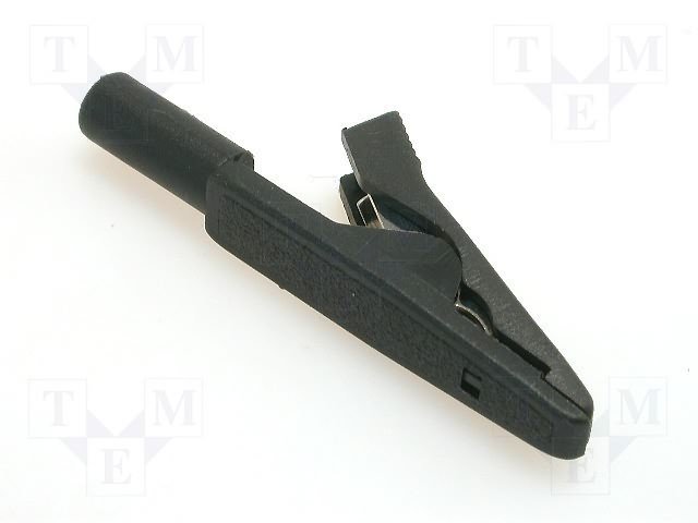 Krokodils izolēts, 2mm, 60V/15A, HIRSCHMAN, melna krasa