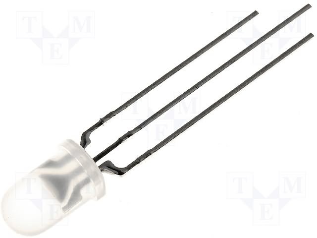 5mm, sarkans+dzeltens ar kopīgo katodu, 60/40mcd, 60grad., gaismas diode