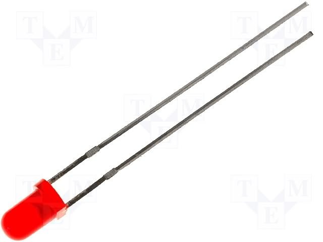 3mm, sarkans, mirgojoša, 3...5V/20mA, 1120...1560mcd, 60grad, gaismas diode