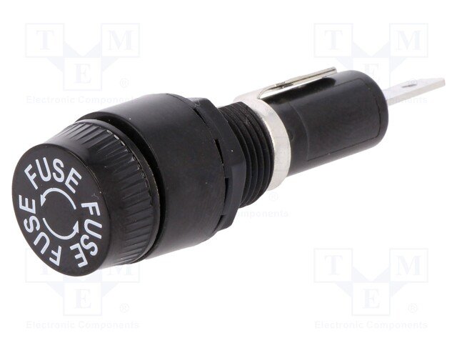Drošinātāju turētājs 6.3x32mm(6.3x30mm), 10A, 250VAC, Ø13.2mm, L=59.8mm, par paneļu