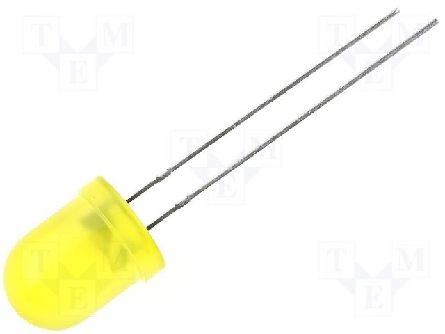 8mm, dzeltena, 20...70mcd, 60°, 2.1...2.5V/20mA, 590nm, matēta, gaismas diode