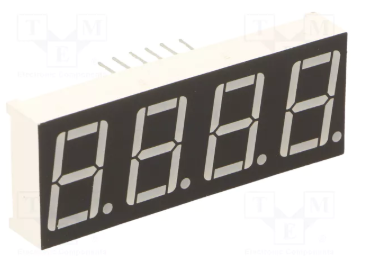 7LED indikators, ceturtkāršs, 14.2mm, 19x50mm, kopējs anods, dzeltena krasa