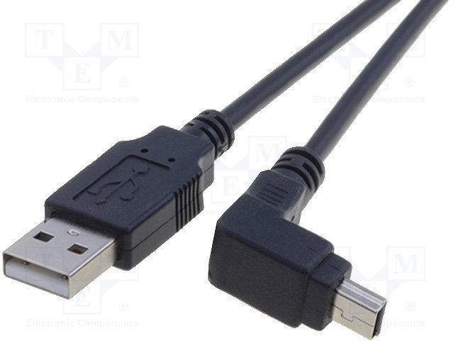 MiniUSB-A(5Pin) štekers, leņķisks/USB A štekers, vads, 1.8m