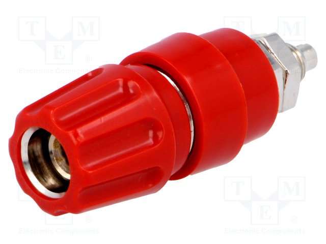 Testera ligzda, 4mm, 63A/60VDC, L=52mm, šasijai, sarkans