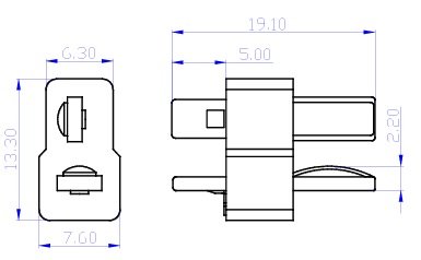 2Pin, AM1015, "papa", 500V, 25A, 12AWG(4mm2), lodejama vadam, bez korpusa