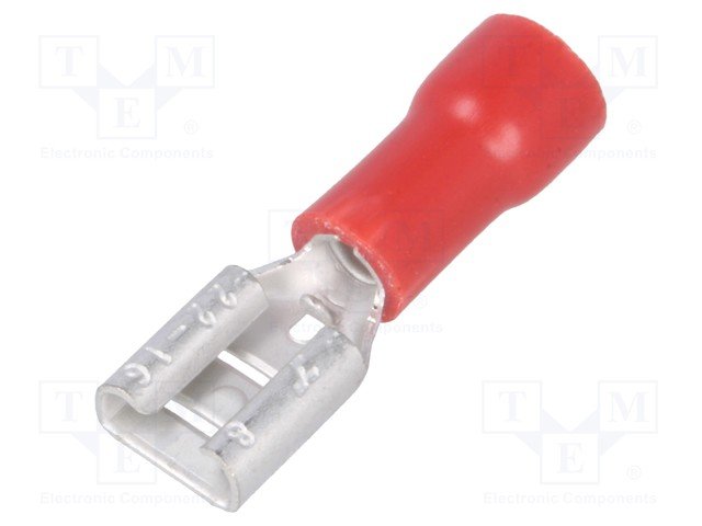 4.8x0.8mm spaile, ligzda, pusatvērta, sarkana krasa, 0.5...1mm2
