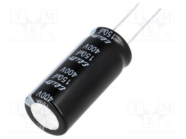 150/400V, 105C, Ø18x40mm, Kondensators elektrolītisks, 2000h, ELITE, ar lokaniem izvadiem