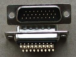 26PIN D-SUB, štekers, HD, 3 rindas, gold, solder type