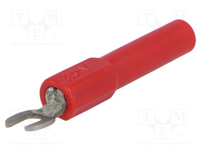 Dakša kontakts 4mm, 60VDC, 36A, 4mm ligzda, sarkana krasa