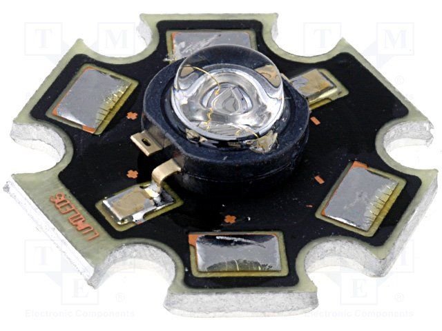 Ultra spožas gaismas diode, 1W, STAR, 3.3V/350mA, 16lm, 130grad., zila krasa