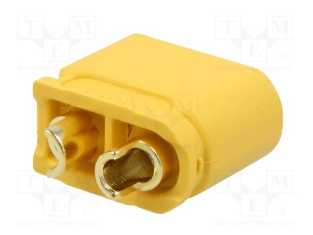 2Pin, XT60, "papa", 500V, 30A, 12AWG, lodejama vadam, bez aizmugures vāka