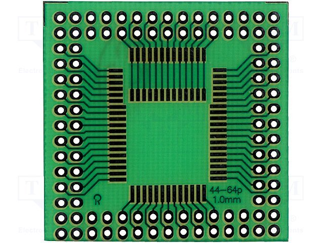 Maketēšanas plate, SMD, 40x40mm, QFP52, QFP68, solis=1.00mm, stikltekstolits, 1.5mm