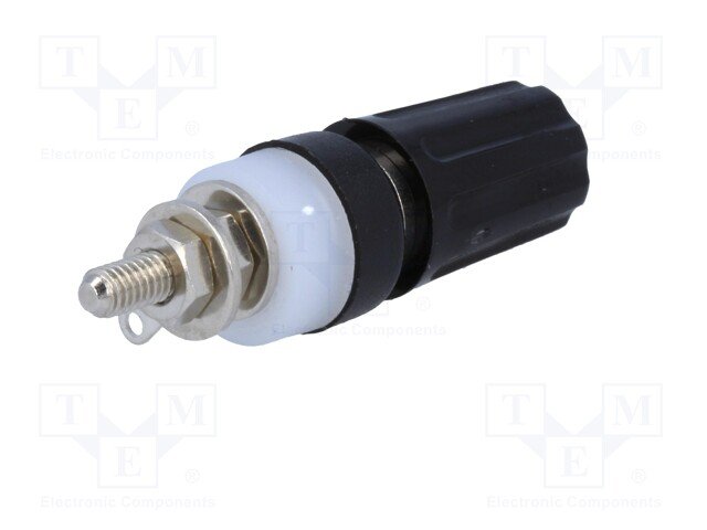 Testera ligzda, 4mm, L=45mm, 15A/250VDC, šasijai, melna krasa