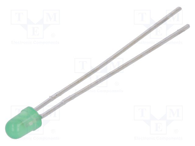 3mm, zaļa, 12V, 8...20mcd, 60°, 12V/10...15mA, 568nm, gaismas diode