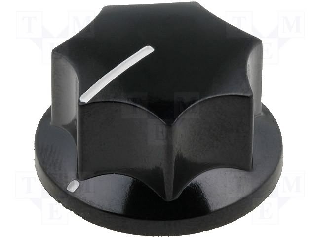 Potenciometru rokturitis Ø23.6x15.7mm, bakelits, melnā krasa, Ø6.4mm, ar skruvi