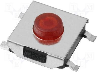 Mikroslēdzejs horizontāls, SPST-NO, OFF-(ON), 0.05A/12VDC, SMD, 6.2x6.2x2.1mm, 1.6N, L=1mm