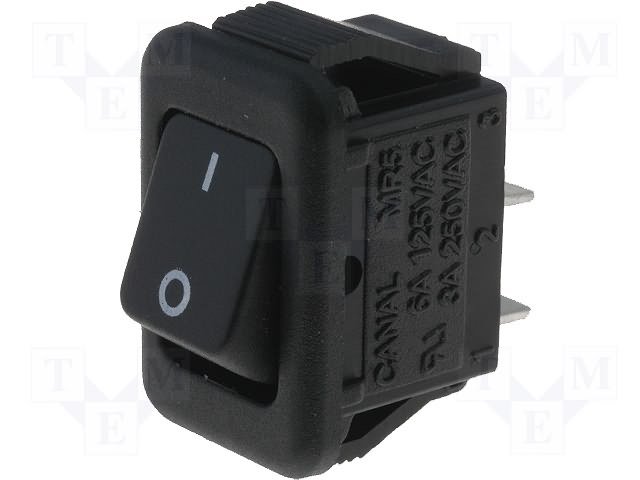 Taustiņslēdzis SPST, ON-OFF, 3A/250VAC, 13.4x9x8.2mm, melna krasa, ar fiksāciju