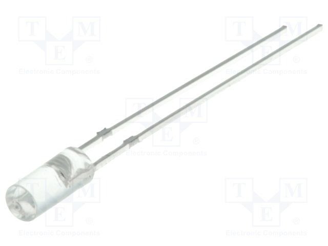 3mm, oranža, 220...330mcd, 110°, 1.8...2.6V/20mA, 600-610nm, caurspidīgs, gaismas diode, plakana