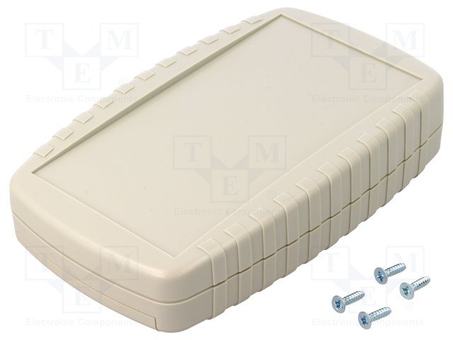 Plastmasas korpuss, 90x145x32mm, ABS, pelēkā krasa, ar vāku baterija