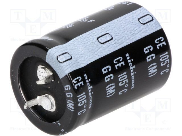 220/250V, 105C, Ø22x30mm, ±20%, Kondensatori elektrolītisks, 10000h, NICHICON, SNAP-IN