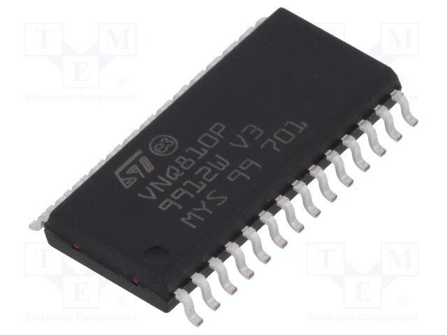 VNQ810P-E SMD Mikroshēma, QUAD CHANNEL HIGH SIDE DRIVER, 36V, 3.5A, 160mΩ, SO28