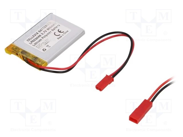 Akumulators Li-pol, 3.7V/800mAh, 2 izvadi, 5.0x34x48mm