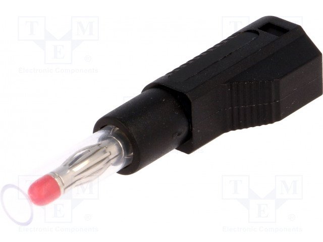 Testera štekers, 4mm, 32A/60VDC, L=56m, ar papildus ligzdu, melnā krasa