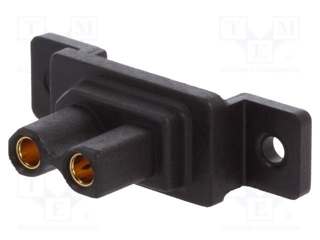 2Pin, XT30, "mama", 500V, 15A, 18AWG, uz paneli, atloku (2 atveres), lodejama