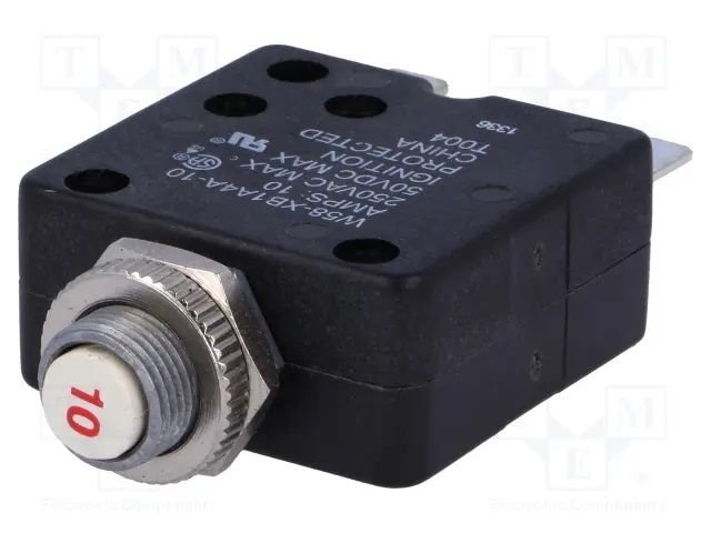 Maksimālās strāvas automātiskais slēdzis, 10A, SPST-NC, 250VAC, 50VDC
