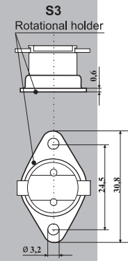 AR03W1S3-100 Termostats, 100grad., ±5°C, SPST-NC, 250VAC/16A, automātisks reset
