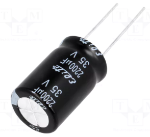 2200/35V, 105C, Ø16x25mm, ±20%, Kondensators elektrolītisks, 2000h, Elite, ar lokanien izvadiem