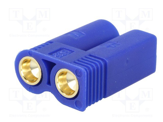 2Pin, EC5, "papa", lodējama vadam, 500V, 40A, 10AWG(5.26mm2), zila krasa, gold flash