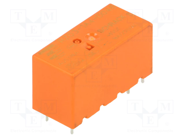 Relejs DC48V, SPST-NO, 16A/250VAC, 16A/24VDC, 5.73kΩ(8.3mA), viens kontakts uz saslēgšanu, 29x12.7x15.7mm, TE Connectivity