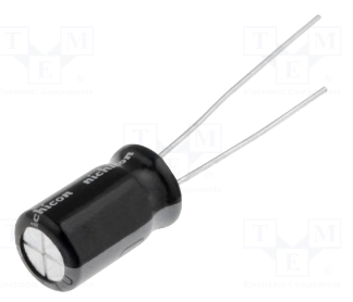 47/63V, 85C, Ø6.3x11mm, ±20%, Kondensators elektrolītisks, 2000h, NICHICON, ar lokaniem izvadiem