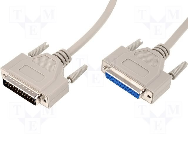 25pin ligzda/25pin štekers 1:1, vads, 2m