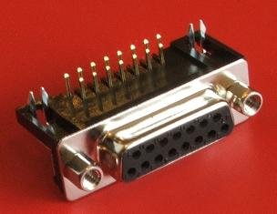 15PIN D-SUB, ligzda, PCB type, leņķisks