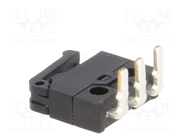 Mikropārslēdzējs ar sviru L=8mm, SPDT, ON-(ON), 0.5A/30VDC, IP40, 8.2x2.7x6.8mm, leņķisks, viens kontakts