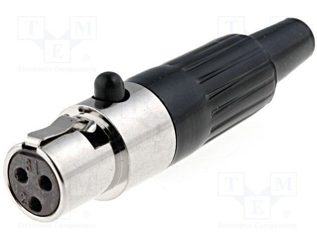 XLR mini 3PIN ligzda melns, vadam