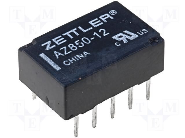 Relejs DC12V, DPDT, 2x0.5A/120VAC, 2x1A/30VDC, 1028R(12mA), divi kontakti uz pārslēgšanu, bistabilas/polarizetais, 9x14x5mm, ZETTLER