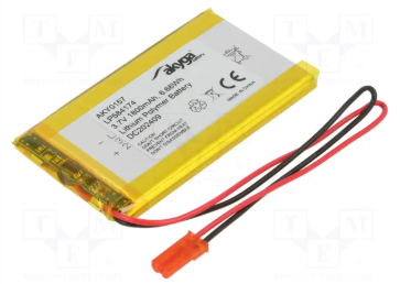 Akumulators Li-pol, 3.7V/1800mAh, konn+sock2.54*2pins, 5.8x41x74mm