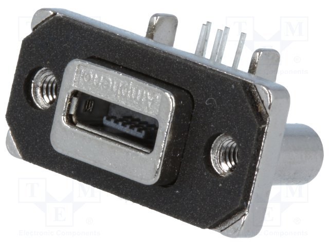 MicroUSB-AB(2.0) ligzda uz šasija, skruvejama, IP67,  AMPHENOL