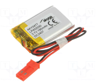 Akumulators Li-pol, 3.7V/190mAh, izvadi, 4.0x20x30mm