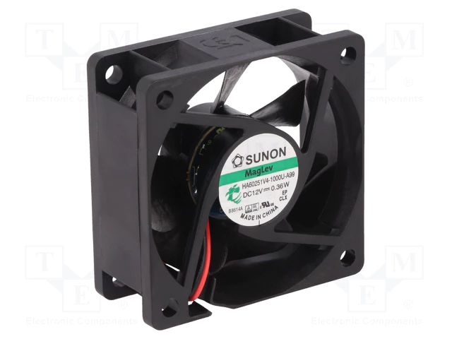 60x60x25mm, DC12V, MagLev, 23.32m3/h, 10.7db, 2500RPM, 0.36W, Ventilators