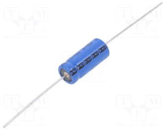 470/16V, -40...85°C, Ø8x18mm, ±20%, Kondensatori zemas induktivitātes 2500h, VISHAY, ar aksialiem lokaniem izvadiem