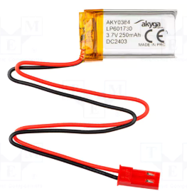 Akumulators Li-pol, 3.7V/250mAh, izvadi, 6x17x30mm