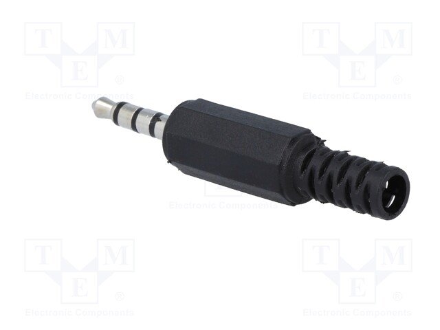 3.5mm (4 kont.) štekers, stereo+video, plastmasas, ar amortizatoru, NINIGI
