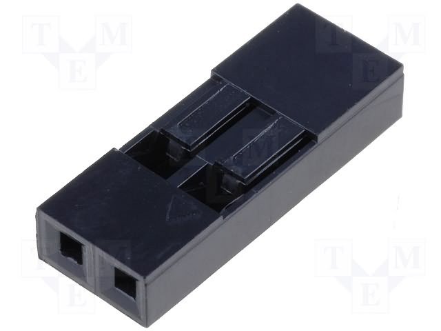 2(1x2)pin, 2.54mm, viena rinda, korpuss uz vadu, plastmasa