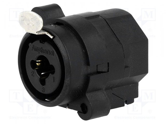 XLR 3PIN, ligzda/6.35mm ligzda, šasijai (2 skrūves), taisna, AMPHENOL