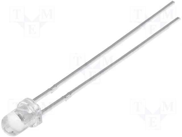 3mm, auksta balta, 2000...3000mcd, 20°, 2.8...3.8V/20mA, gaismas diode